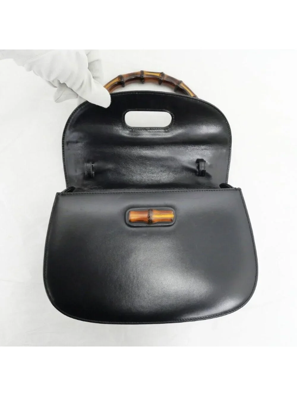 Gucci Bamboo 2-Way Bag Hand Shoulder Calfskin Black